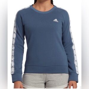 Adidas Women's Tiro Tape Crewneck Sweatshirt. Womens small Blue logo long sleeve